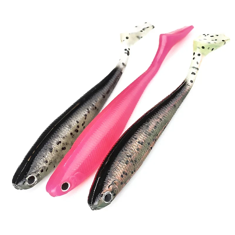 Ardea-señuelo suave de silicona Artificial, cebo con forma de pez, doble Color, Swimbait, gusano, Wobblers, aparejos de pesca, 95mm, 5,9g, 5 piezas - imagen 2
