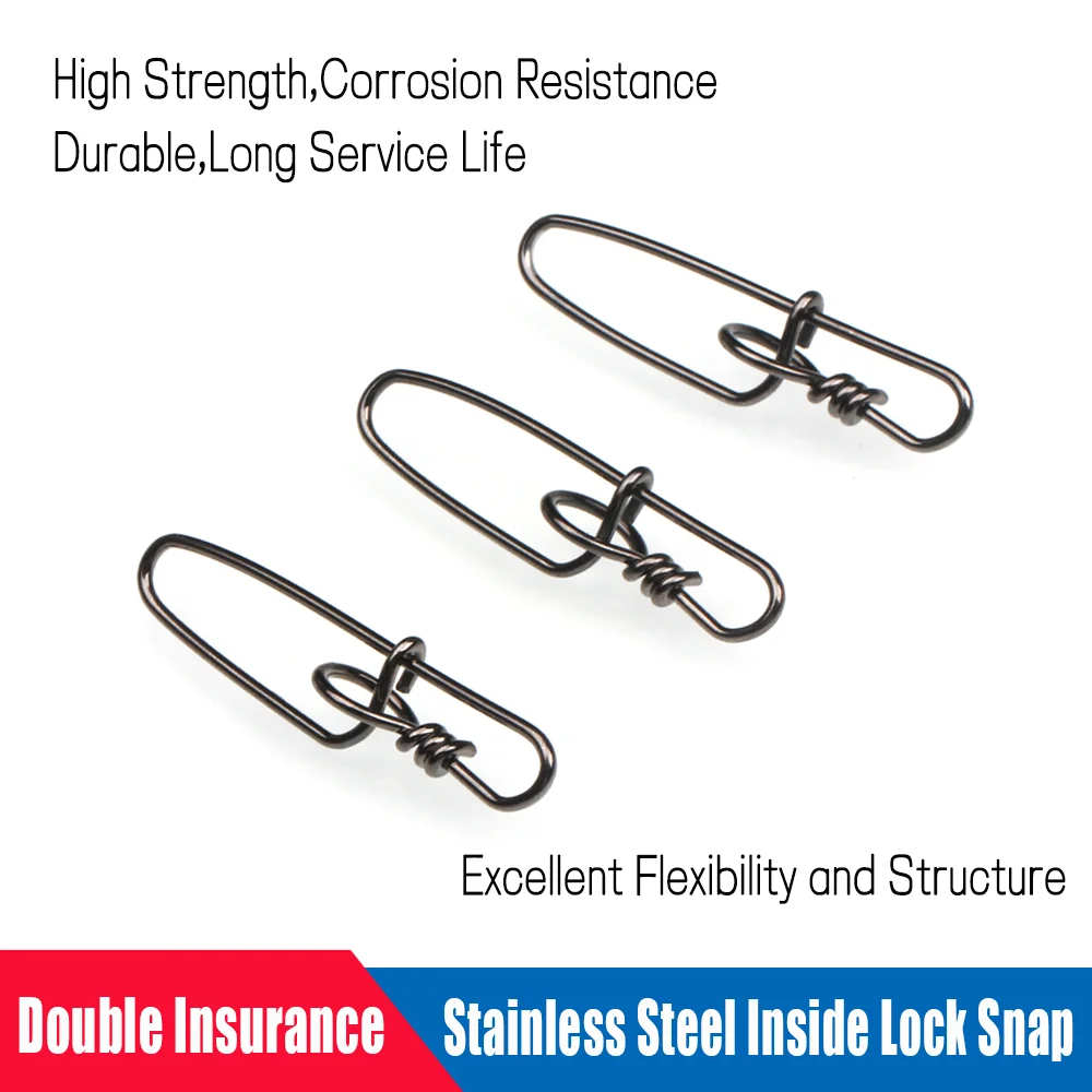 Pin de seguridad con cierre interior de doble seguro de acero inoxidable, Conector de anzuelo de señuelo de pesca, accesorios de aparejos de pesca de agua salada - imagen 3