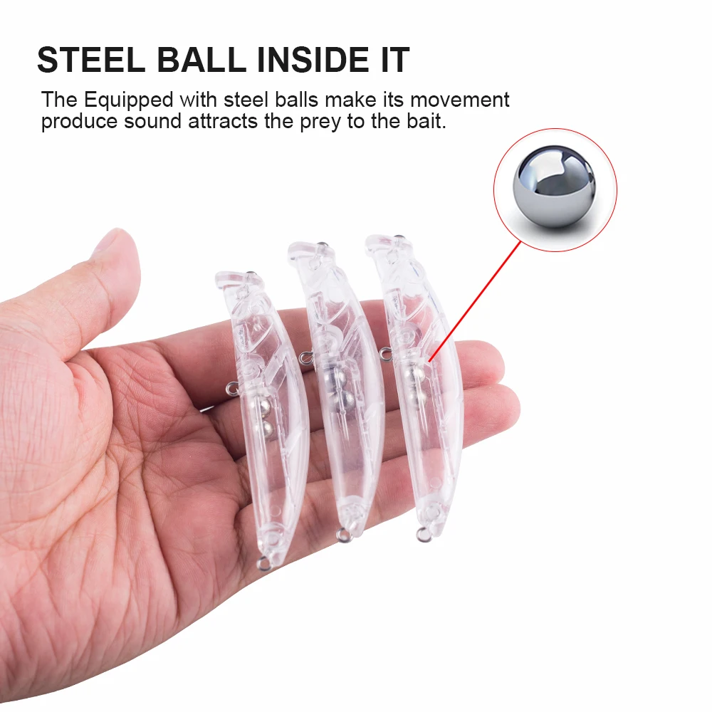 Hanlin-cebos flotantes para pececillos sin pintar, cebos de pesca con sonajeros, Wobblers en blanco para aparejos de Lucio, 10/20 piezas, 8CM, 8,5G - imagen 4