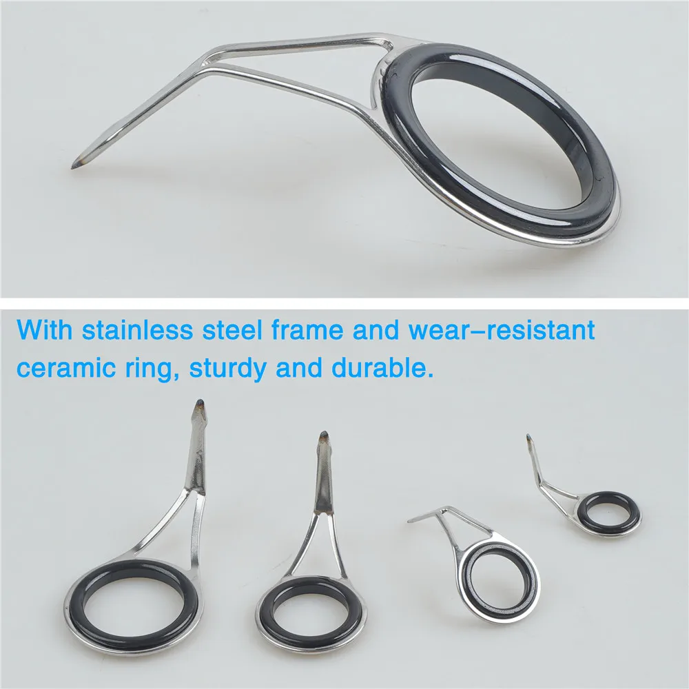 Kit de reparación de guías de caña de pescar, guías de acero inoxidable, anillo de cerámica, guías de pesca, accesorios de ojales de caña, 8/16 Uds. - imagen 5