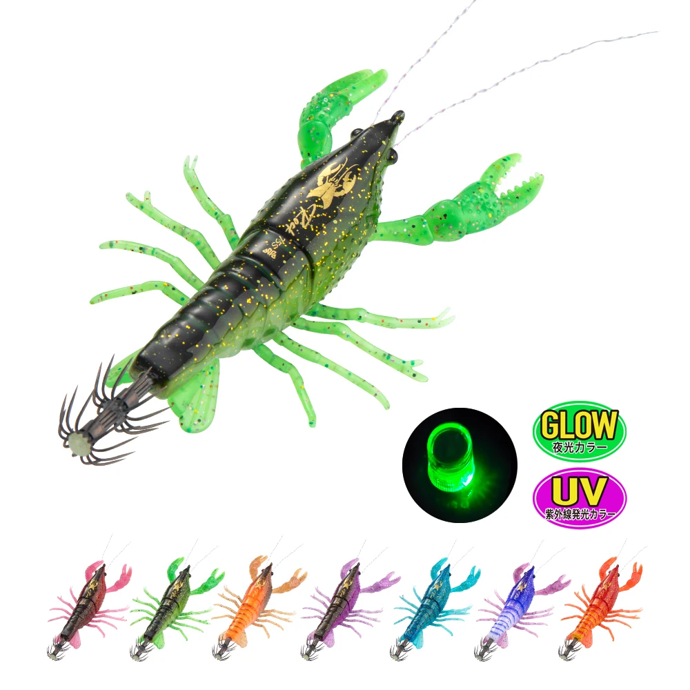Señuelo luminoso de madera con forma de camarón para pesca nocturna - imagen 2