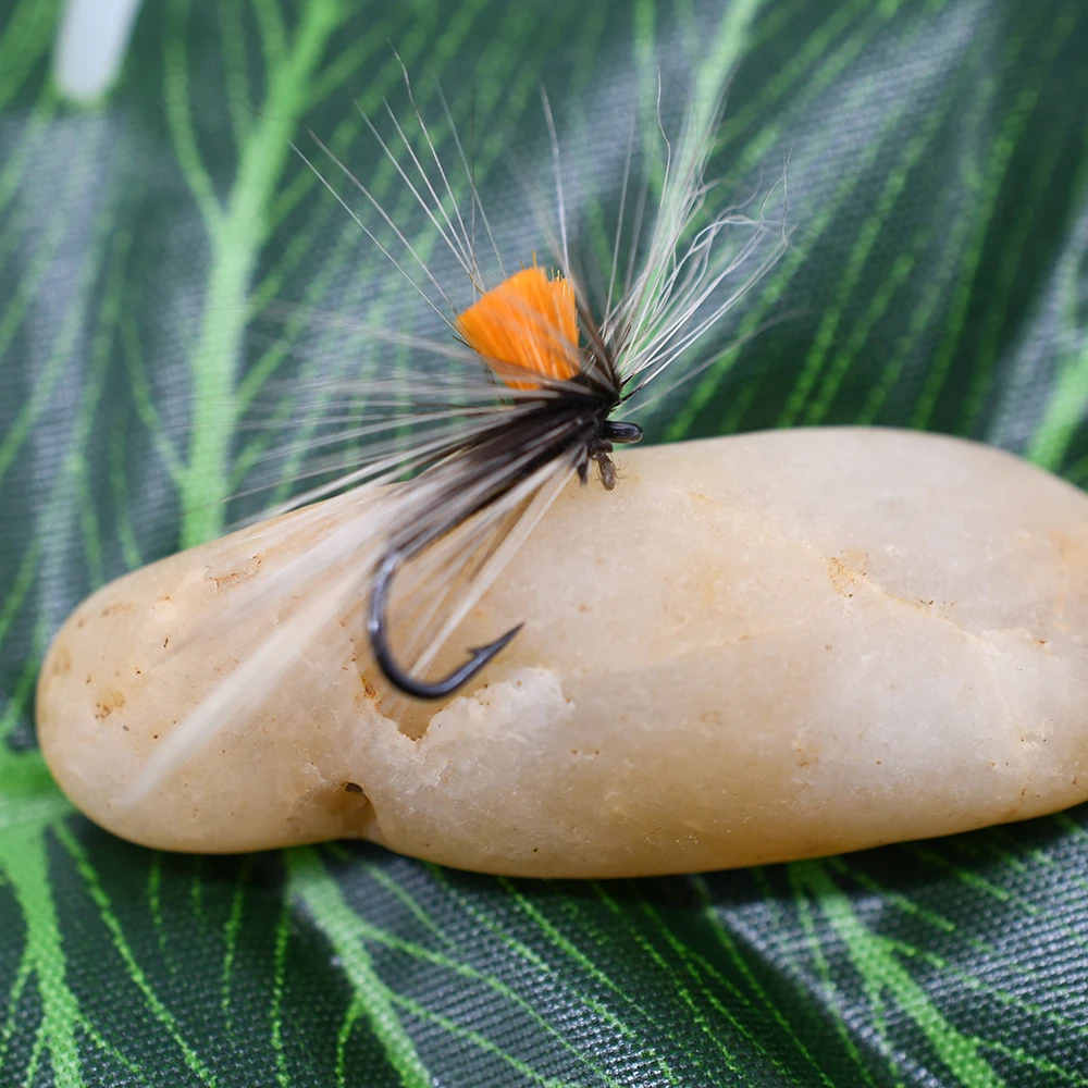 MNFT 10 piezas 10 # naranja gris Caddis pesca mosca trucha clásica Mosquito puede moscas secas - imagen 3