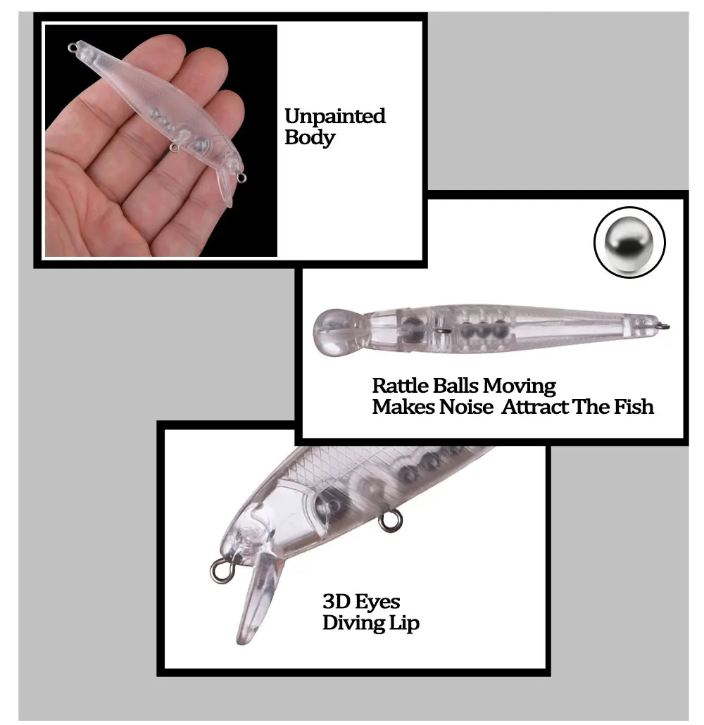 Chan’sHuang 20PCS Unpainted Blank Fishing Lures 8.5cm 7.8g Floating Shallow Minnow DIY Handmade Artificial Fishing Bait - imagen 4