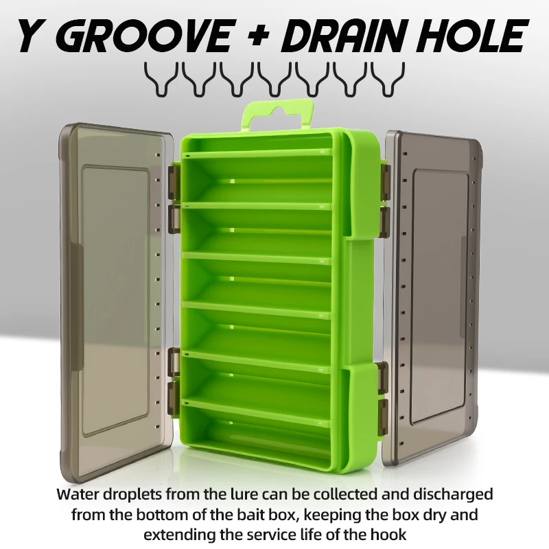 MEREDITH-caja de aparejos de pesca de cara práctica, 12 compartimentos, caja de almacenamiento de anzuelos, accesorios de pesca, estuche de almacenamiento de plástico - imagen 5
