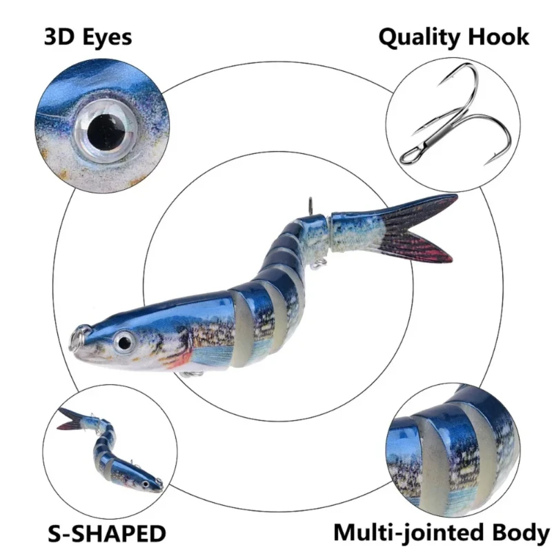 Juego de Señuelos de Pesca con cebo duro multisegmentos, altamente atractivo, 3 uds., 13,28cm, para pesca de lubina y aventuras de pesca en varias especies - imagen 3