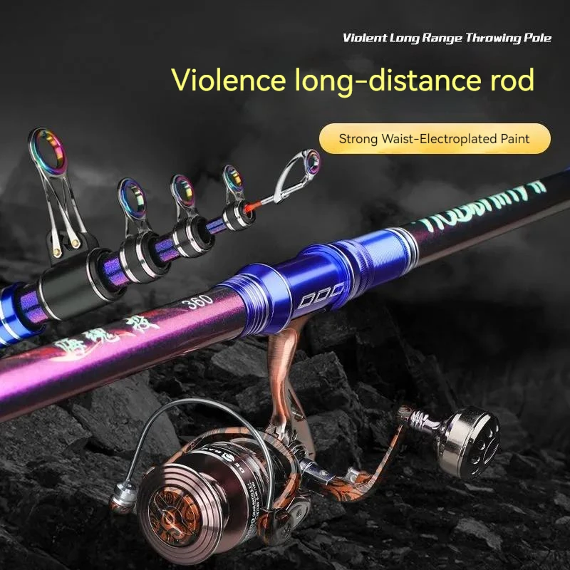 Cañas de pescar Ultra duras, 2,1-4,5 m, cañas de lanzamiento y carrete, caña de mar de carbono, pesca de largo alcance, Spinning telescópico, cañas de carpa plateadas - imagen 2