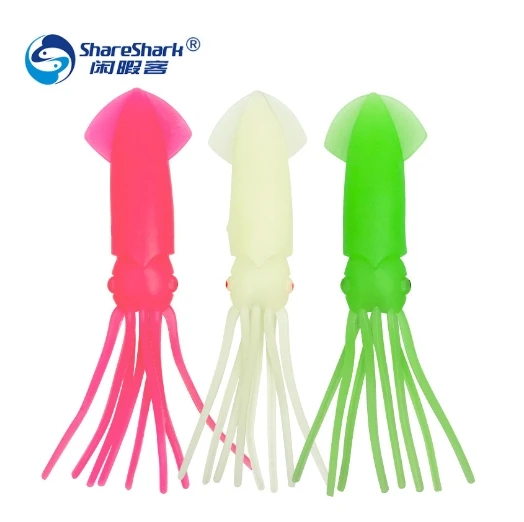 Señuelos de calamar simulados que brillan en la oscuridad, 1-2 piezas, para pesca en barco oceánico, cebo blando, aparejos de pesca al por mayor - imagen 2