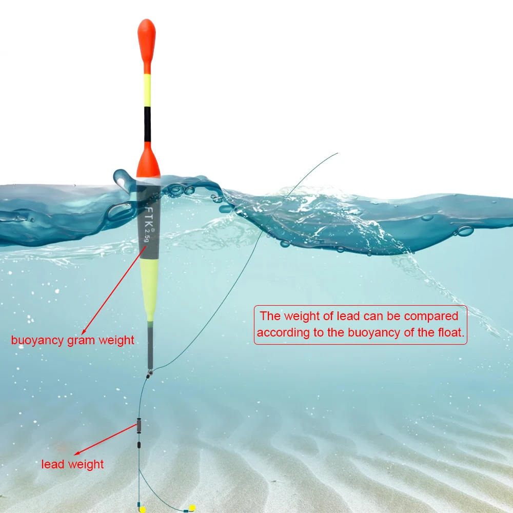 FTK-Juego de flotadores de pesca, 5 unidades por paquete, 13cm-19cm, 1,5g-3,0g, boya Bobber, flotadores de palo de pesca, fluctuación, mezcla de tamaños, boya flotante de colores - imagen 5
