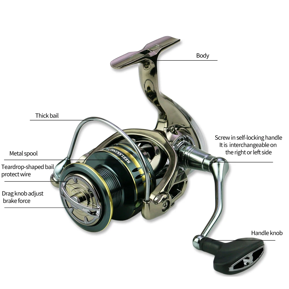 Carrete de Surf ligero para pesca, cebo de roca de mar, carrete de Metal tallado, alimentador de peces, mango intercambiable, herramientas de pesca de bagre 1000-7000 - imagen 2