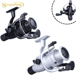 Carrete de pesca de carpa Sougayilang negro/plateado potente freno trasero 5,1: 1 carrete de pesca giratorio rueda de pesca giratoria de aluminio