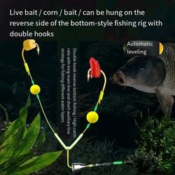 1 Uds. Aparejos de pesca con doble gancho, equipo de suspensión, anzuelo de pesca de carpa listo para usar, aparejos de pesca antiinferiores, señuelo de pesca