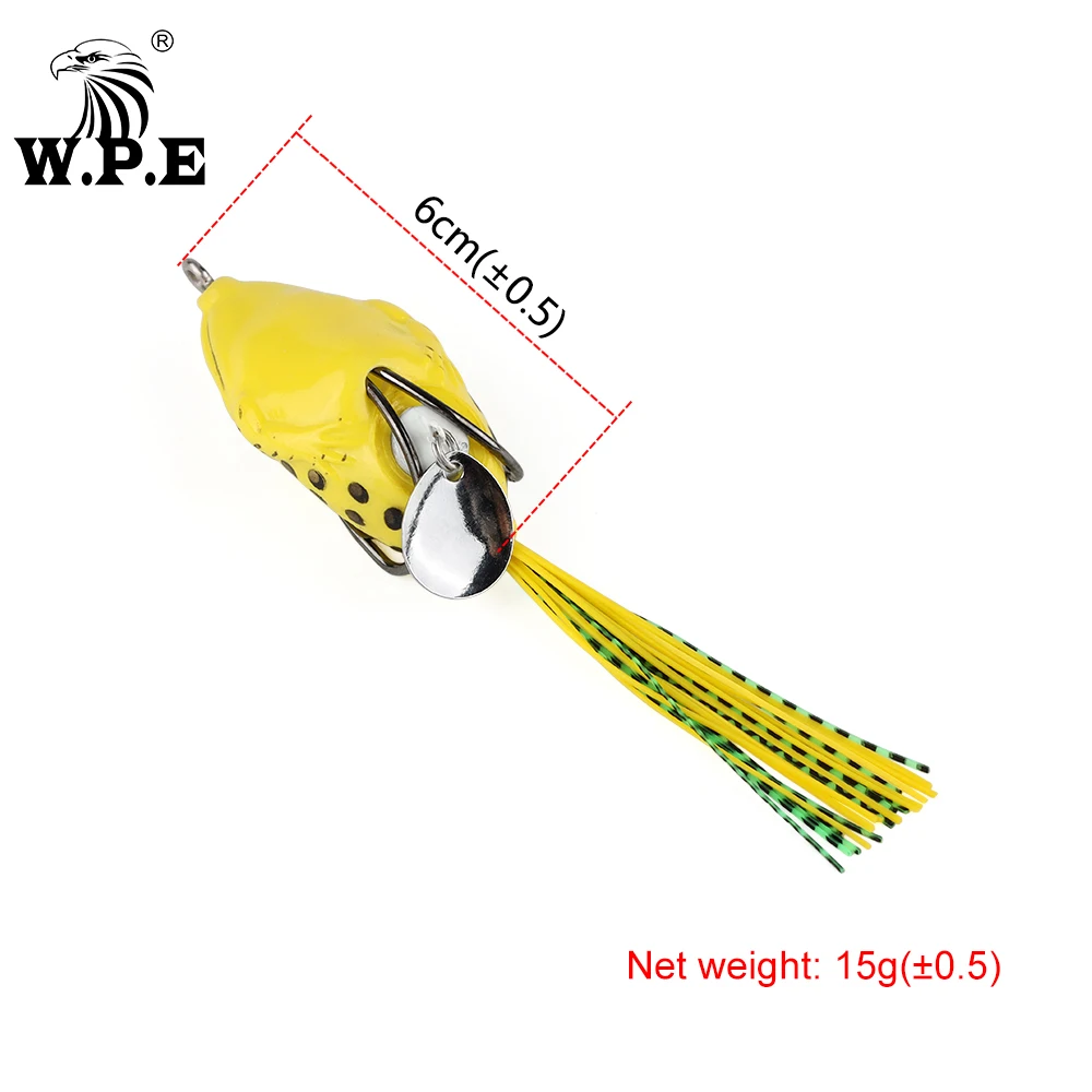 W.P.E-señuelo de rana de 1 piezas, cebo suave Topwater de 6cm y 15g, aparejos de pesca de silicona de goma, cuerpo hueco, pez gato, Lucio, cabeza de serpiente - imagen 2