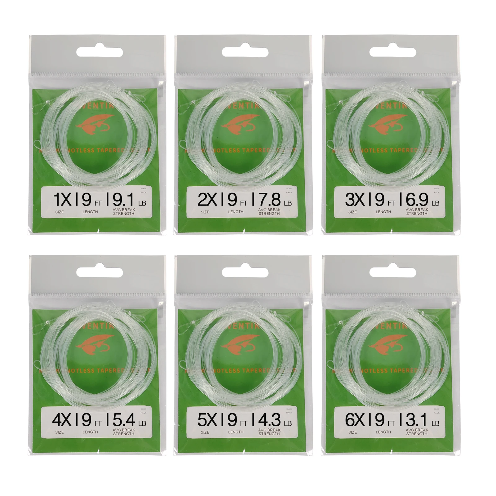 Líder cónico de pesca con mosca, línea de mosca preatada, bucle cónico, líder de pesca con mosca, 6 paquetes, 9 pies/7,6 pies - imagen 2