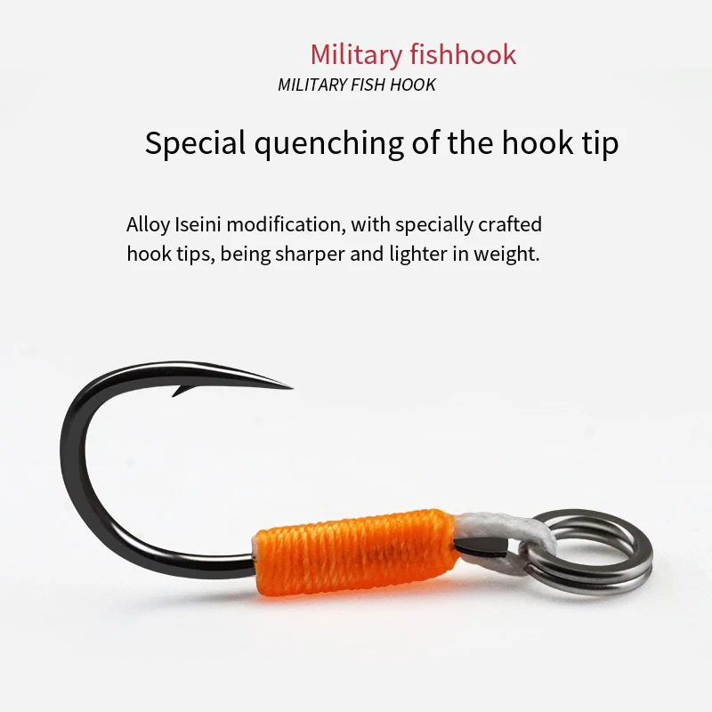 10 Uds. Señuelo de Pesca, anzuelo duro, plantillas de Pesca DIY, anzuelo de asistencia, anzuelos de plantilla individuales con púas, Pesca de acero rico en carbono - imagen 2