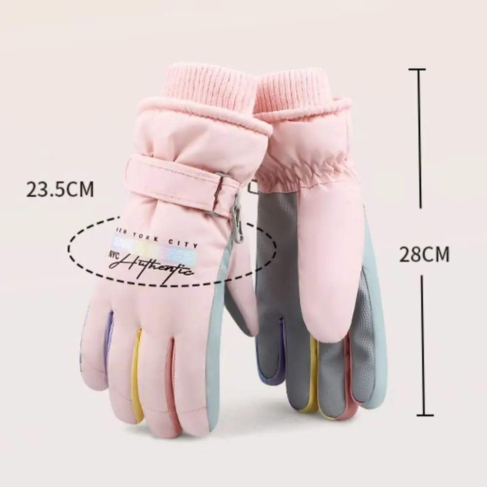 Guantes de esquí cálidos con letras a la moda para invierno, guantes deportivos impermeables a prueba de viento para motos de nieve, guantes térmicos gruesos para ciclismo - imagen 2