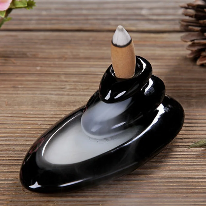 Quemador de incienso pequeño, soporte de cerámica con forma de loto, decoración creativa para el hogar y la Oficina - imagen 4