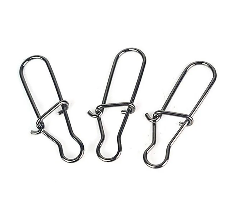 Broches de seguridad para pesca, 100 piezas, conector de cebo de pesca, cierre de gancho de acero inoxidable, anillos sólidos - imagen 5