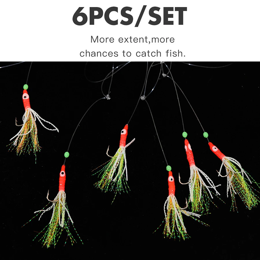 Aparejos de caballa, paquete de 10 anzuelos de pesca con cuerda, faldas de pulpo, aparejos de cebo, lubina, arenque, bacalao, aparejos de pesca de agua salada - imagen 3