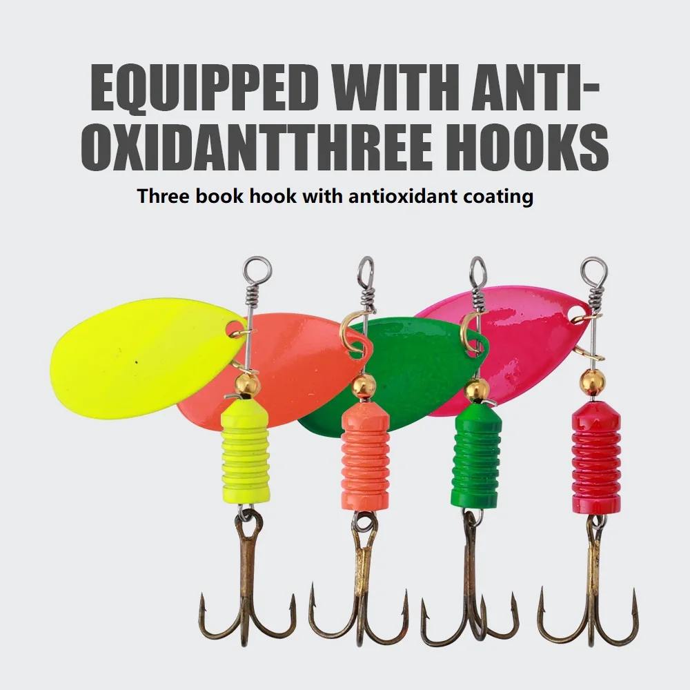Señuelo de pesca giratorio de lentejuelas, cebo duro de Metal con anzuelos triples, 7g/8cm, Wobblers, cuchara, 1 unidad - imagen 5