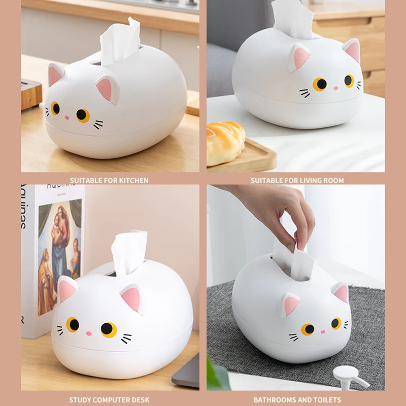 Caja de pañuelos de gato Kawaii, contenedor de papel higiénico de escritorio, estilo nórdico, decoración del hogar - imagen 2