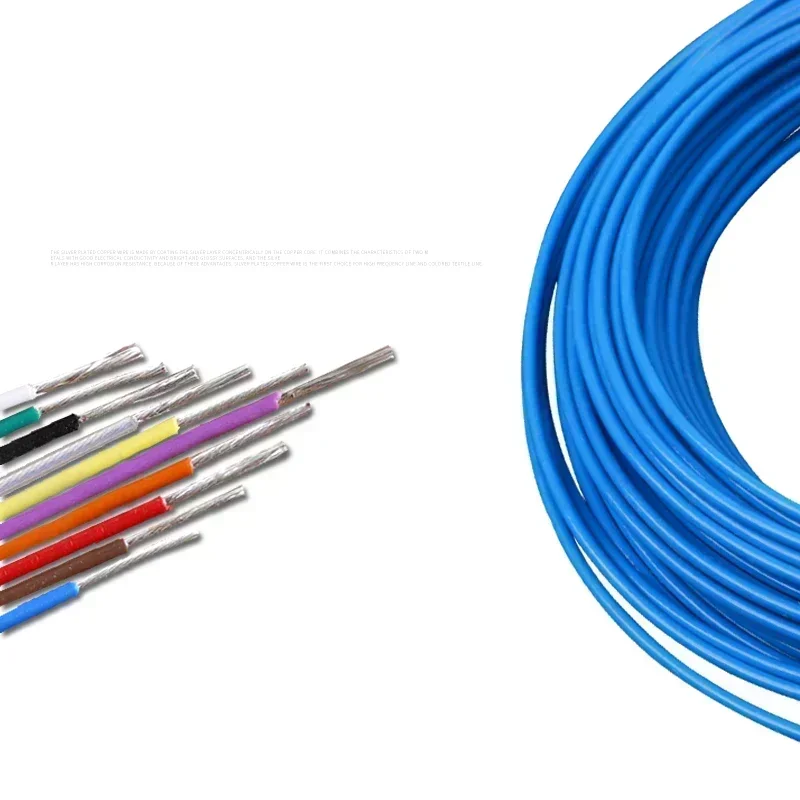 Cable de PTFE Chapado en plata de alta pureza OFC 30 ~ 10 AWG, señal electrónica de cobre, altavoz de Audio HiFi, Cable de auriculares DIY, 1/5m - imagen 4