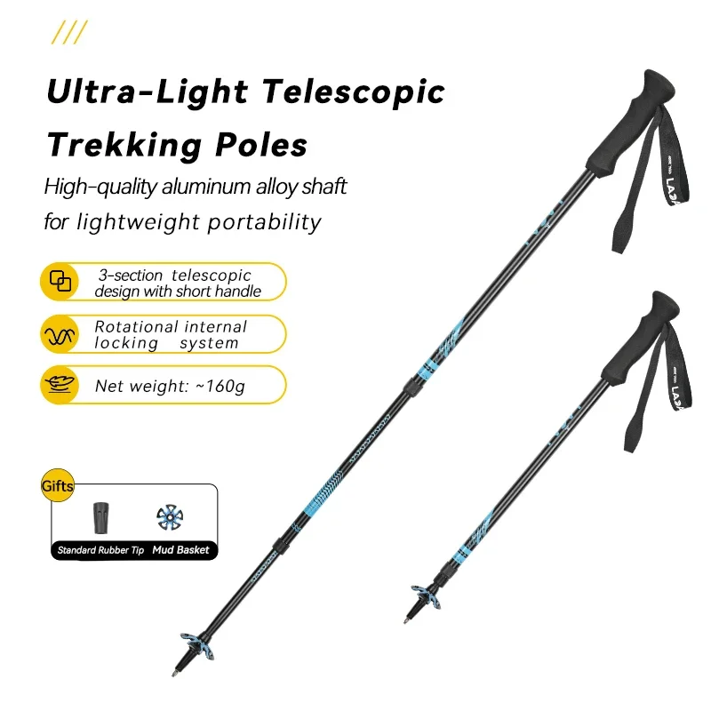 2025 nuevo bastón para caminar al aire libre aleación de aluminio Alpenstock telescópico senderismo bastón para adultos niños mujeres hombres niños