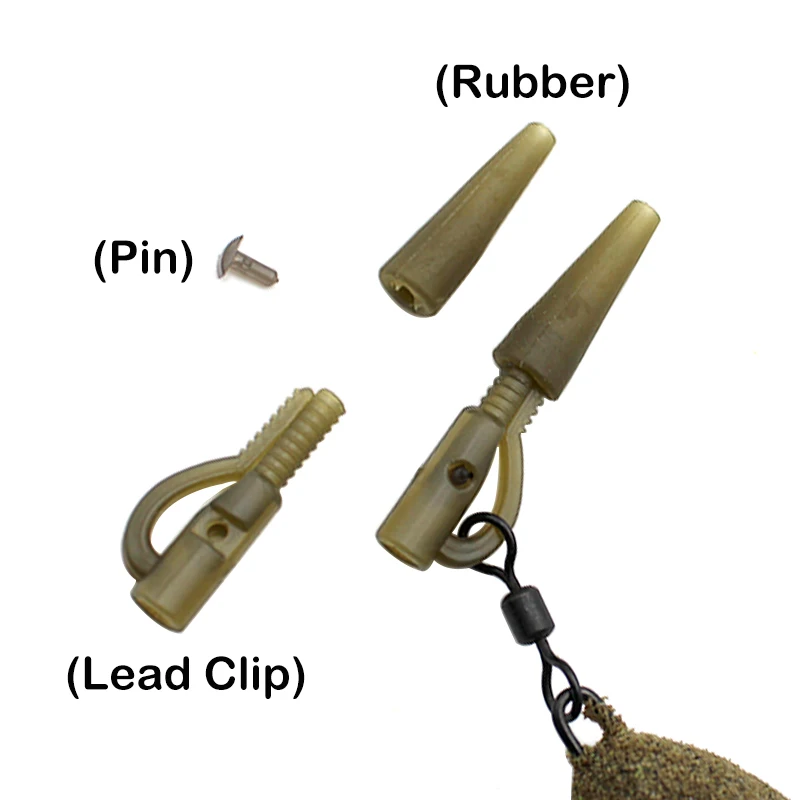 Juego de 20 Clips de plomo y gomas de cola, Kit de aparejos de pesca de carpa con cono, accesorios para aparejos de pesca de carpa - imagen 4