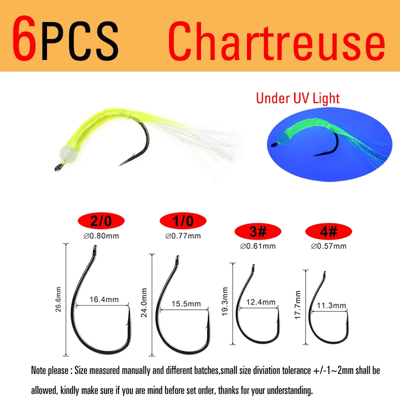 6pcs Chartreuse