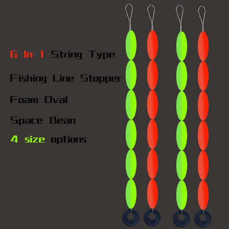 FTK-Seven Star Float Foam Space Bean Fishing Line Stopper, accesorios de boyas, 60 piezas, 10 juegos, 6 en 1 - imagen 5