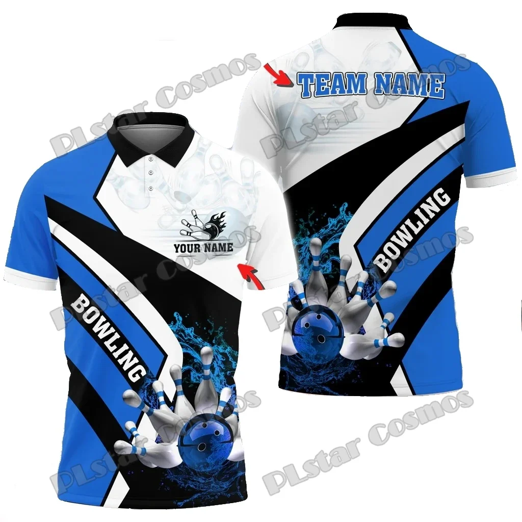 Polos de bolos y pines para hombre, opción Multicolor, nombre personalizado, estampado 3D, informal, Unisex, Premium, PLP61