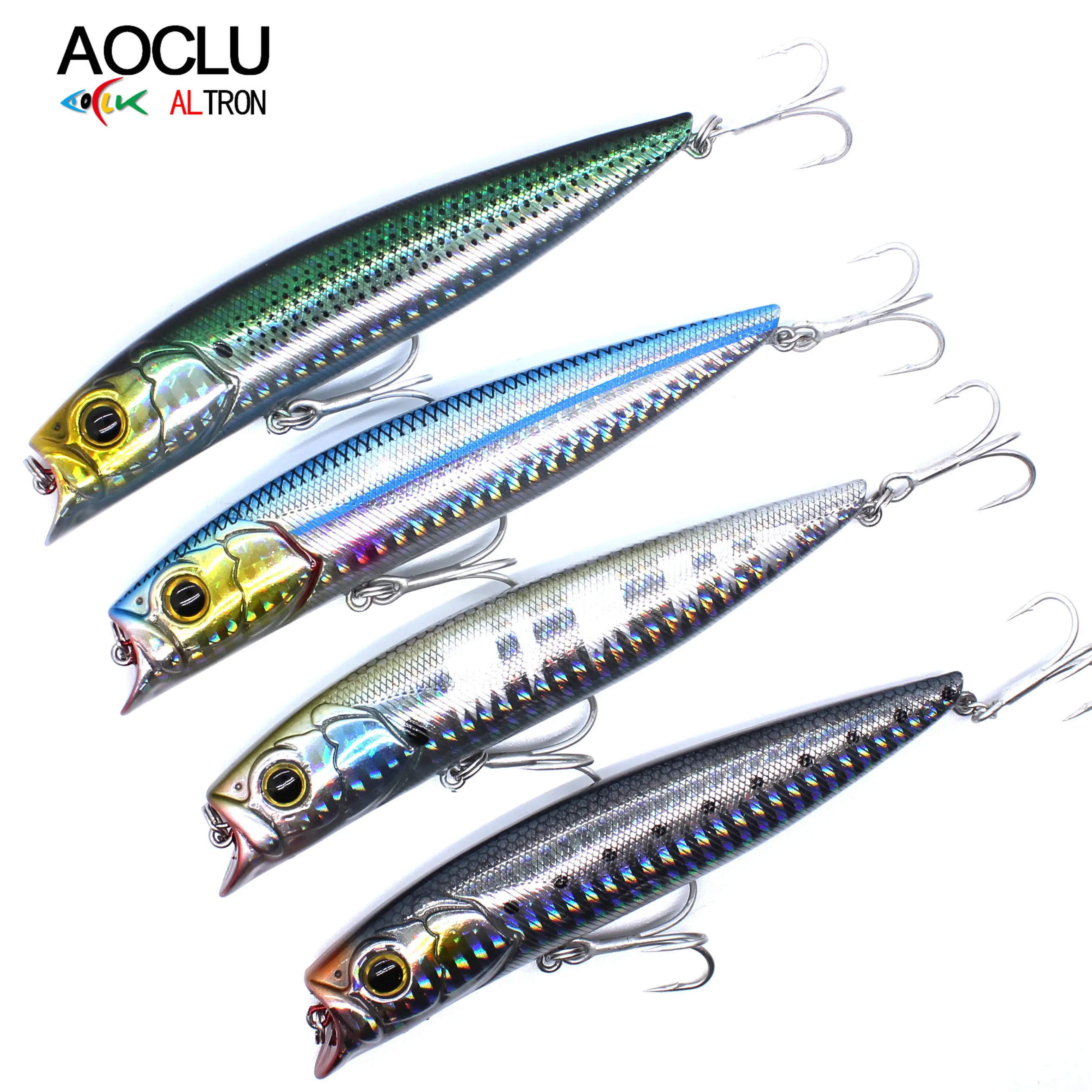 AOCLU-señuelo flotante Jerkbait Wobblers, cebo duro Topwater Popper Minnow, Swimmer para pesca de lubina de mar, 115mm, 14g - imagen 5
