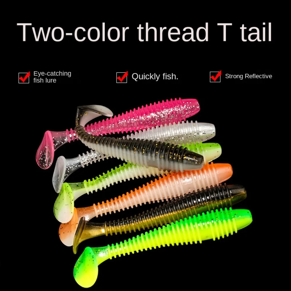 50 Uds nuevas Señuelos blandos de pesca de silicona 9 colores plantilla de pesca suave señuelo 5,5 cm señuelos artificiales pesca - imagen 5