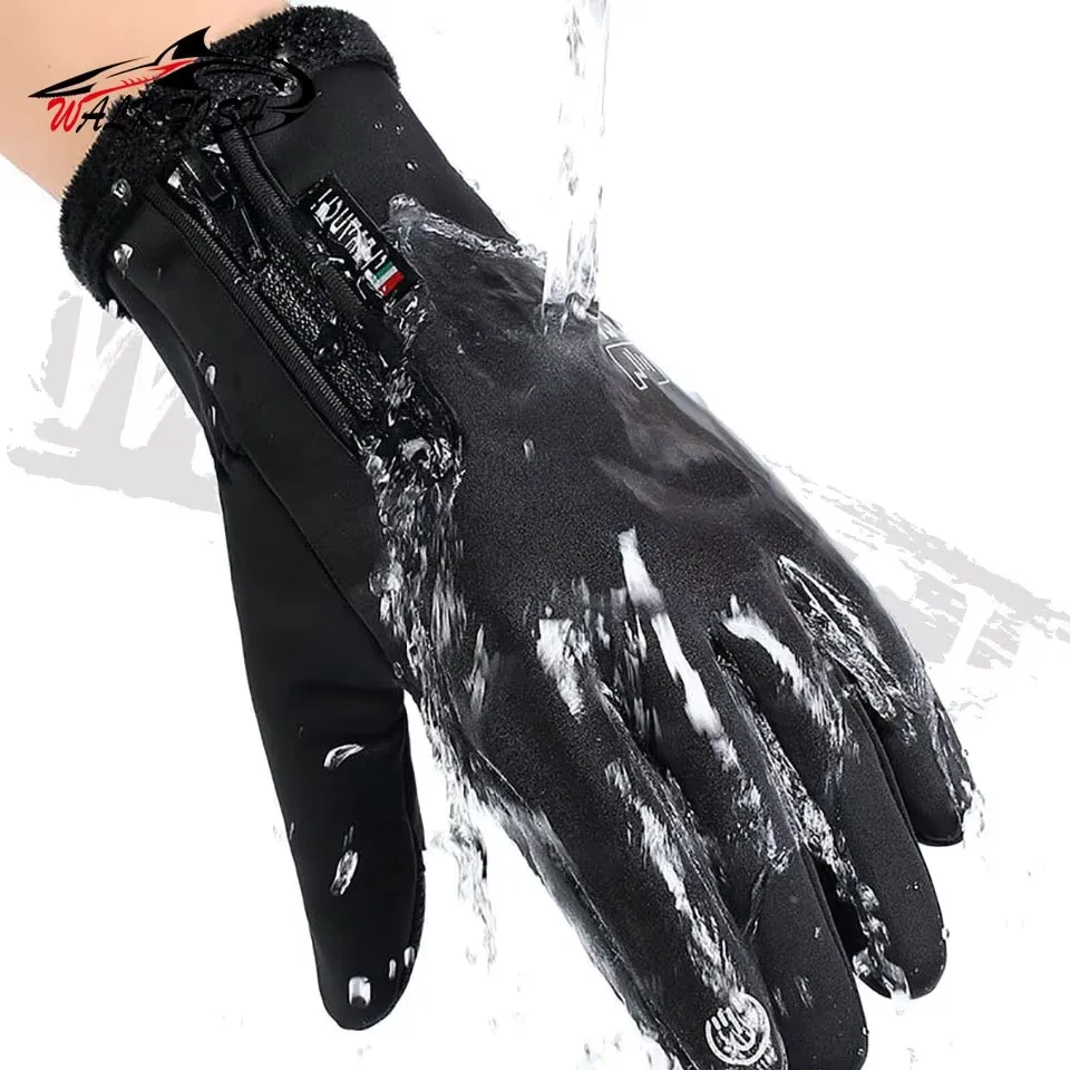 WALK FISH-guantes de ciclismo para hombre, dos dedos expuestos, deportes, pantalla táctil, forro polar grueso, pesca, calidez, esquí, impermeables, invierno - imagen 2