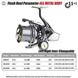 Carrete Spinning Samolla Todo Metal – 11+1BB para Pesca en Mar