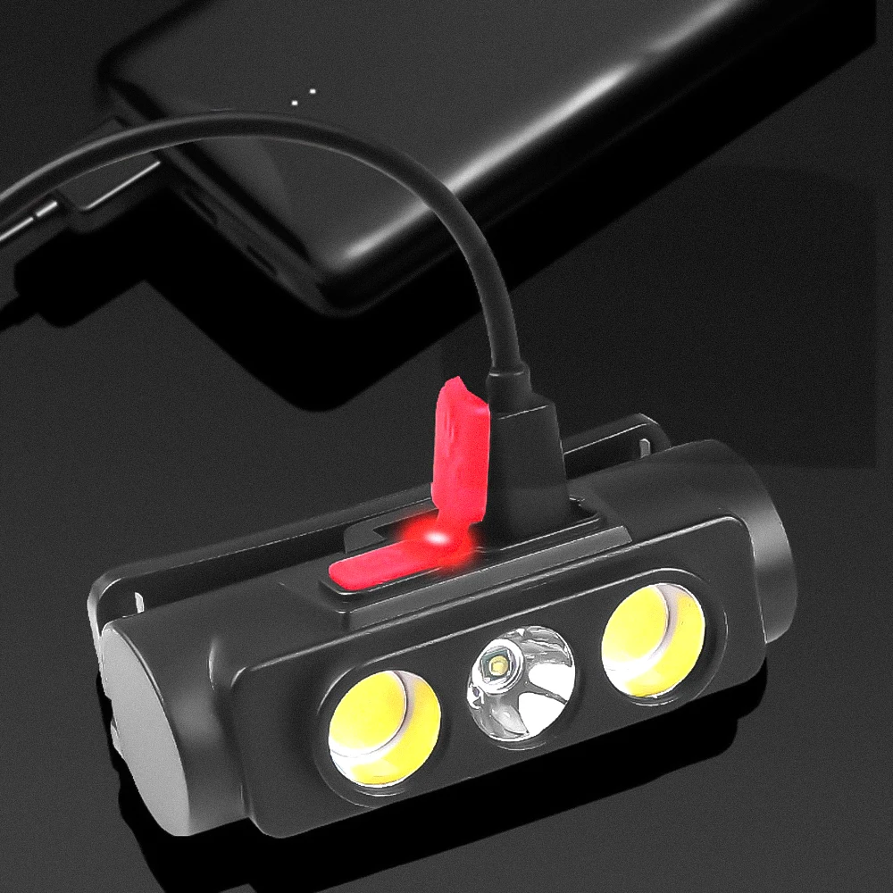 Linterna frontal COB roja 18650 USB – 6 modos pesca y caza - imagen 3