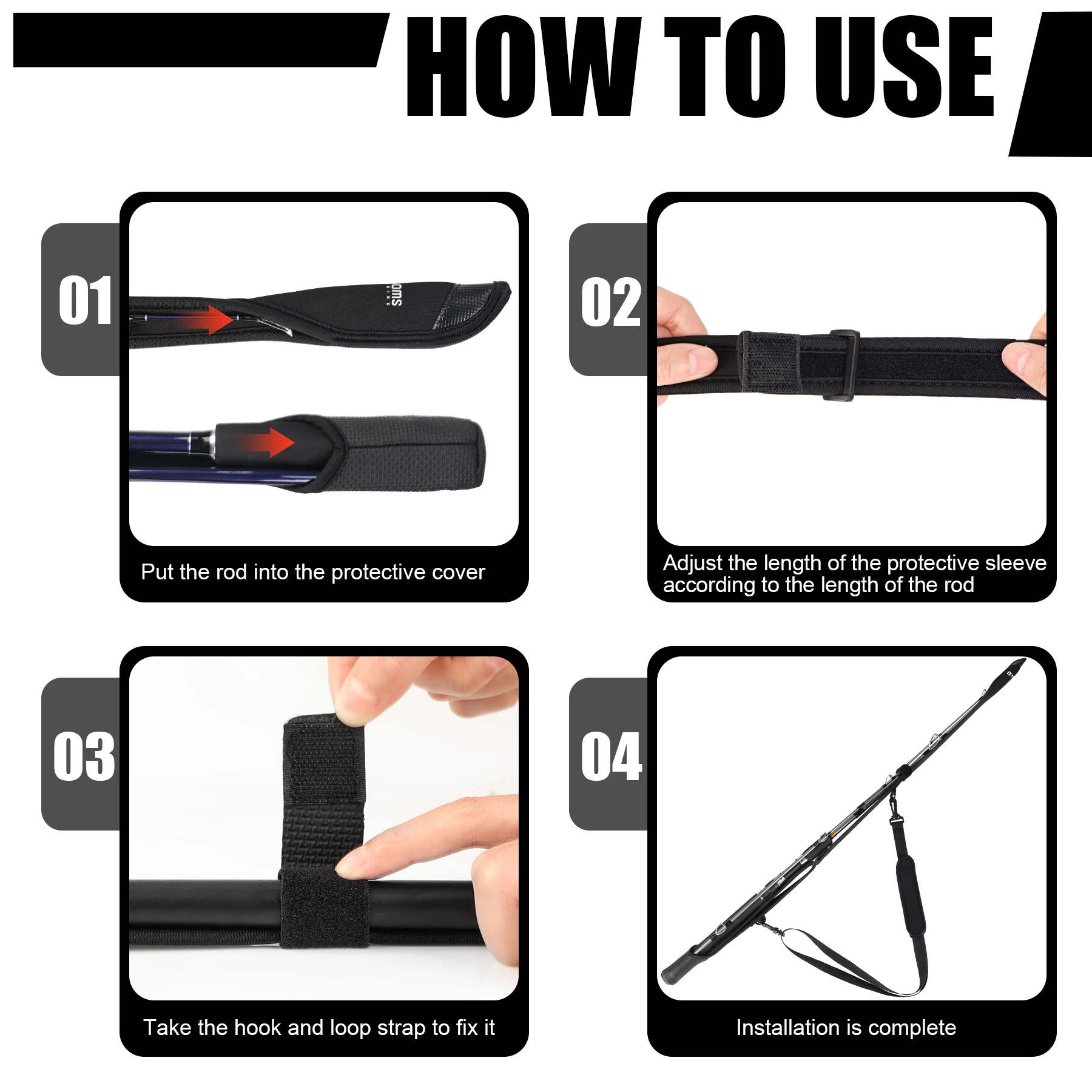 Booms Fishing RS7 funda protectora para caña de pescar 110-130cm cinturón de hombro ajustable cubierta para cañas de pescar bolsa para caña herramienta de pesca 2 uds - imagen 5