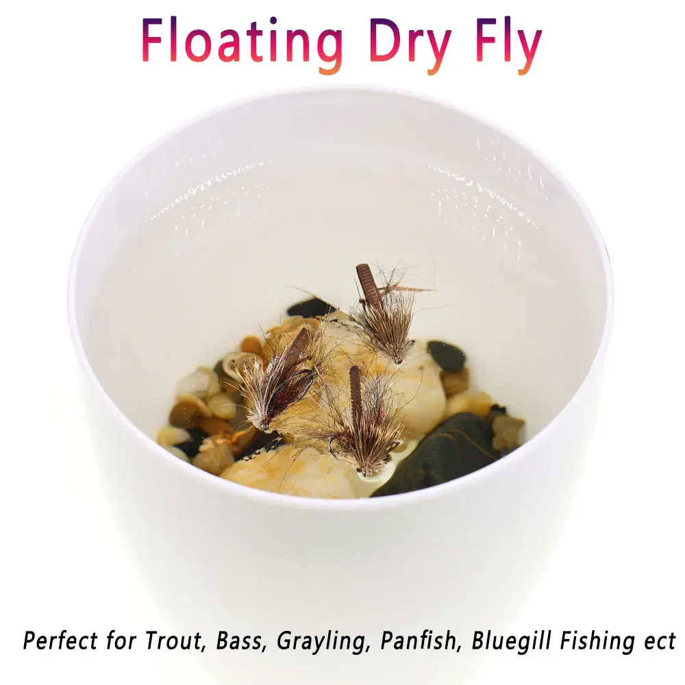Bimoo 3 piezas # 10 # 12 # 14 Cuerpo de espuma Pelo de alce Caddisfly Sin púas Flotante Mosca seca Mayfly Trucha Bar Graying Panfish Señuelos de pesca - imagen 5