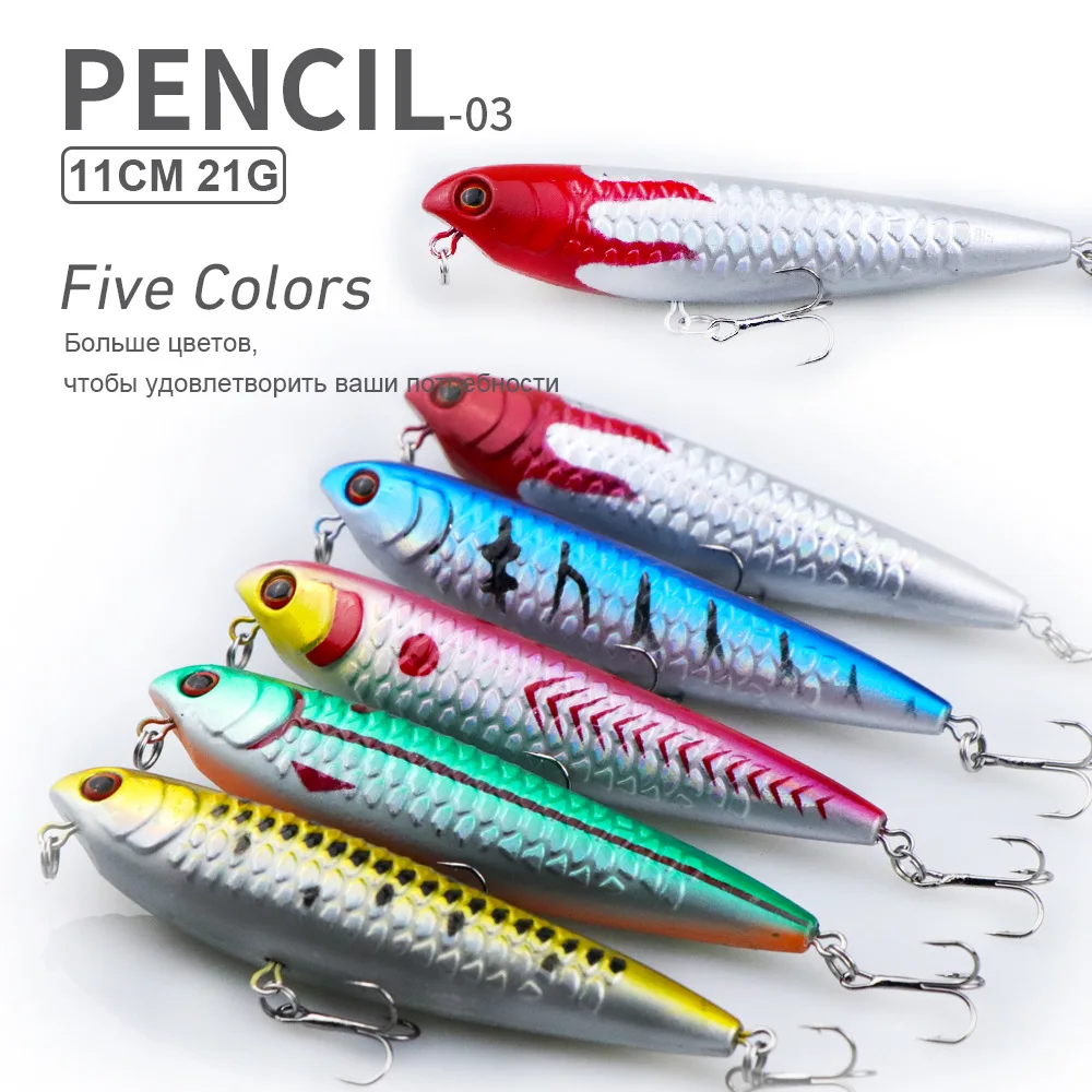 Señuelo de pesca Zigzag, señuelo tipo lápiz para perro, 22g, 11cm, flotador, señuelos artificiales de fundición larga, cebo duro oscilante, 1 pieza en oferta - imagen 2