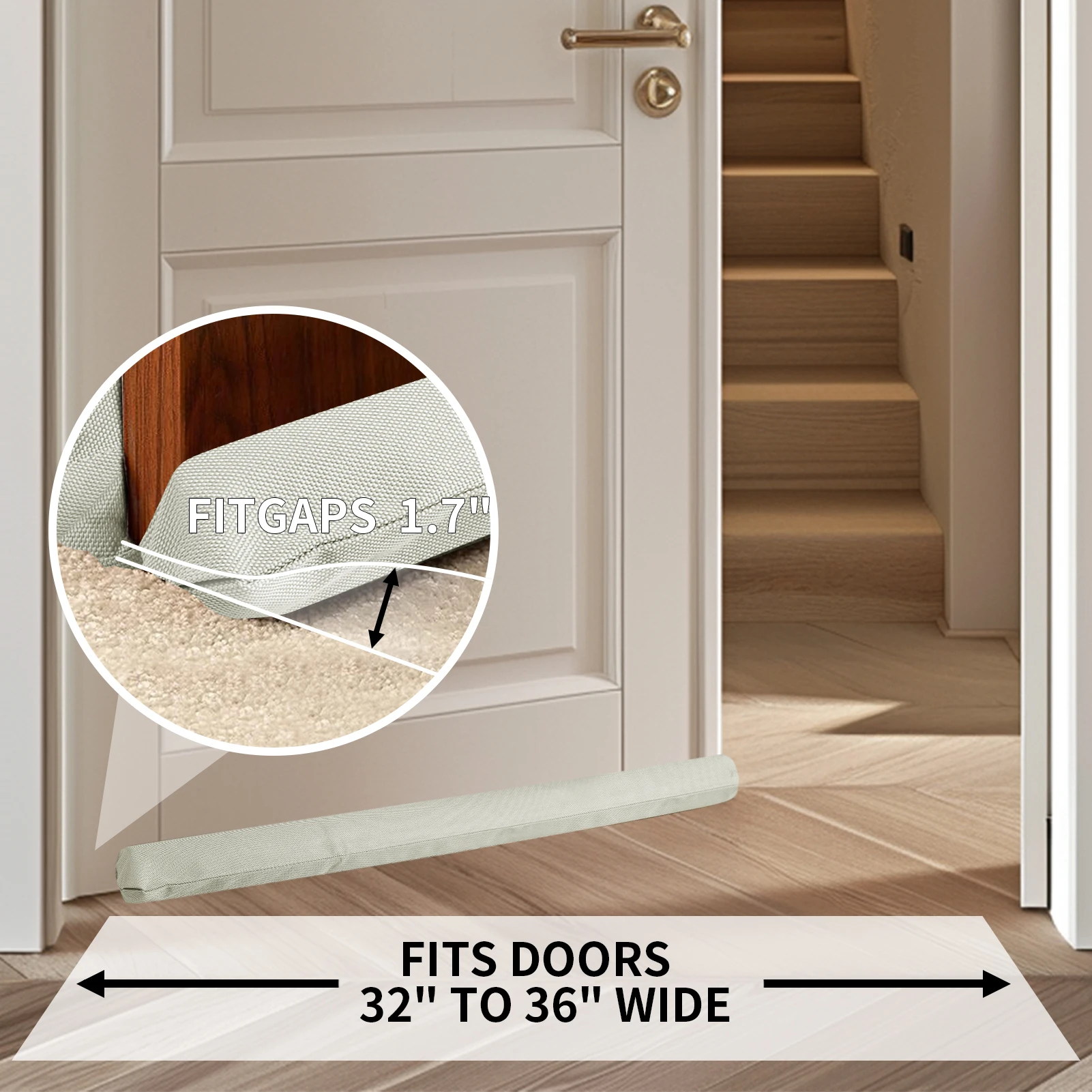 Tope de tiro de puerta Flexible de 36 pulgadas, barrido de puerta, burlete, bloqueador de ruido, bloqueador de brisa de ventana, barreros de puerta ajustables - imagen 5