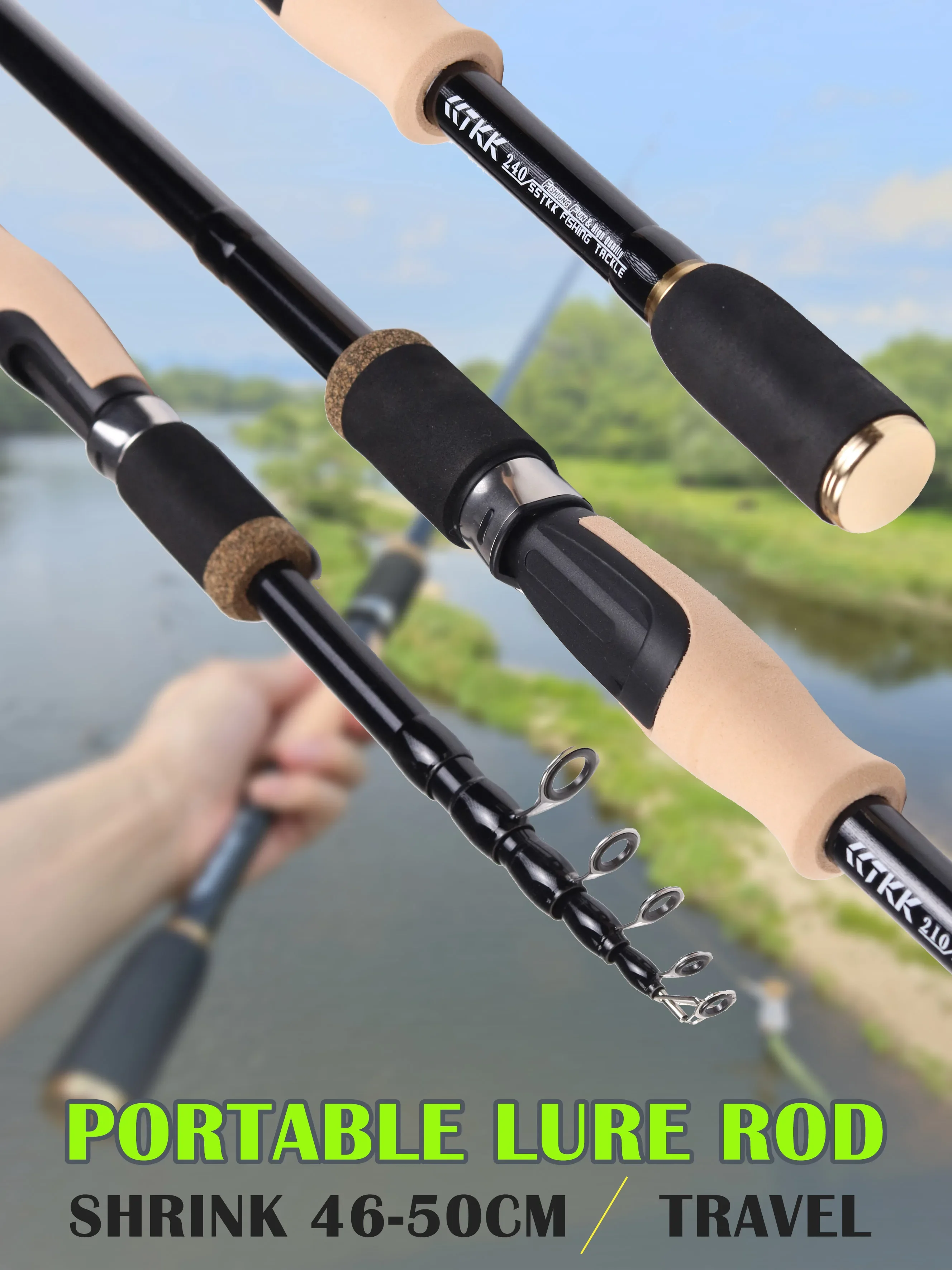 Experimente la conveniencia de las cañas de pesca portátiles con un diseño amigable para los viajes perfecto para cualquier aventura de pesca