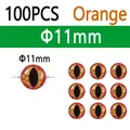 100pcs Orange 11mm