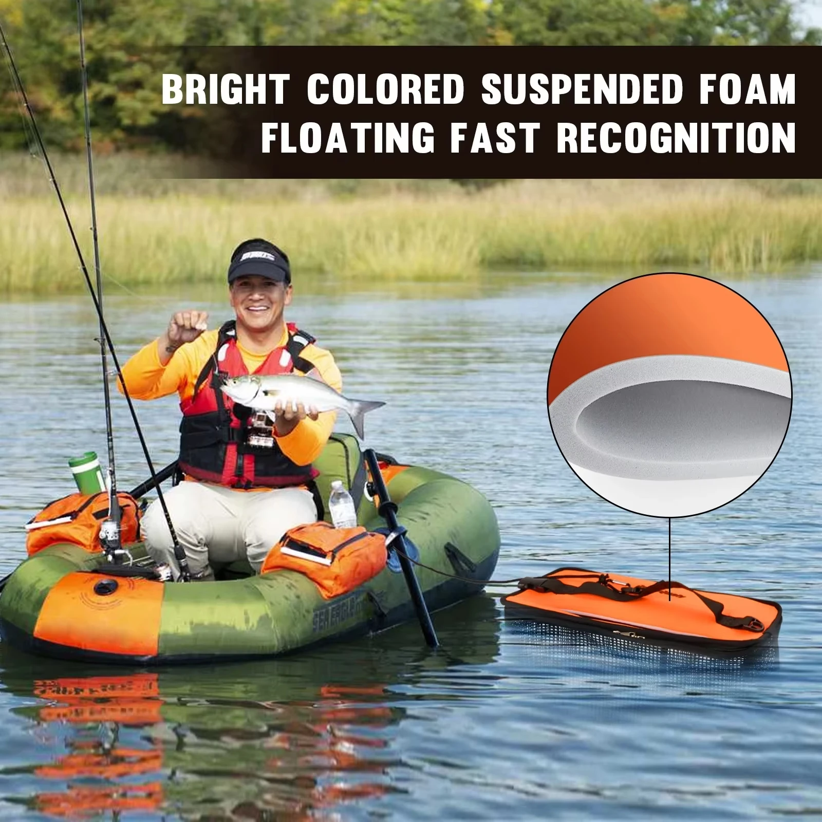 Cesta flotante para peces, cubo plegable para pesca, red de pesca plegable portátil para almacenar equipo de pesca en la jaula - imagen 5