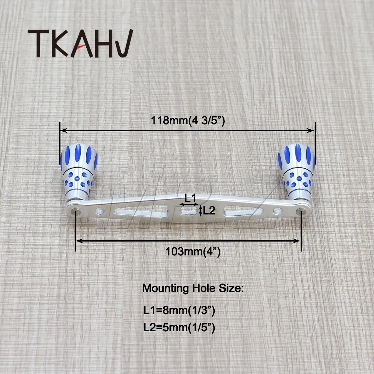 TKAHV-carrete de pesca Baitcasting plateado y azul de 4 ", mango azul para carrete de tambor recto de perfil bajo Abu Daiwa Shimano - imagen 3