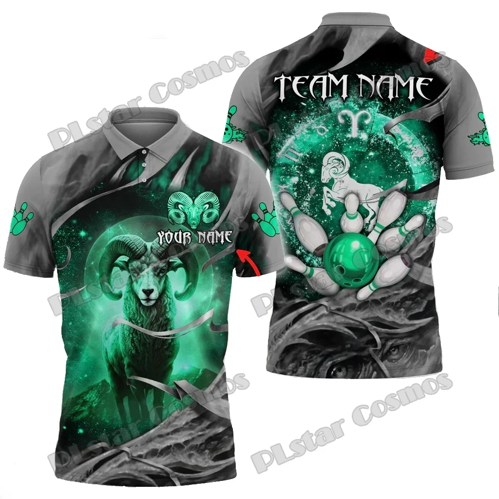 Bolos y alfileres símbolo de Aries nombre personalizado impreso en 3D Polos para hombre verano Casual Unisex Polo Premium PLP58