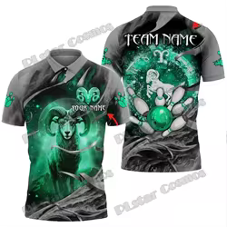 Bolos y alfileres símbolo de Aries nombre personalizado impreso en 3D Polos para hombre verano Casual Unisex Polo Premium PLP58