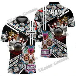 Polo Unisex estampado 3D personalizado con calavera de azúcar y bolos