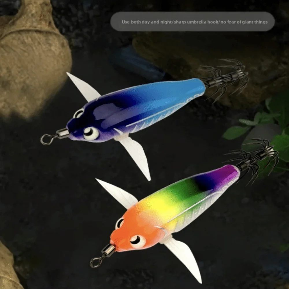 Anzuelo 9,5 cm 10g sepia señuelo de calamar cebo duro Horizontal plantilla de calamar brillo madera camarón señuelo pesca en el mar - imagen 4