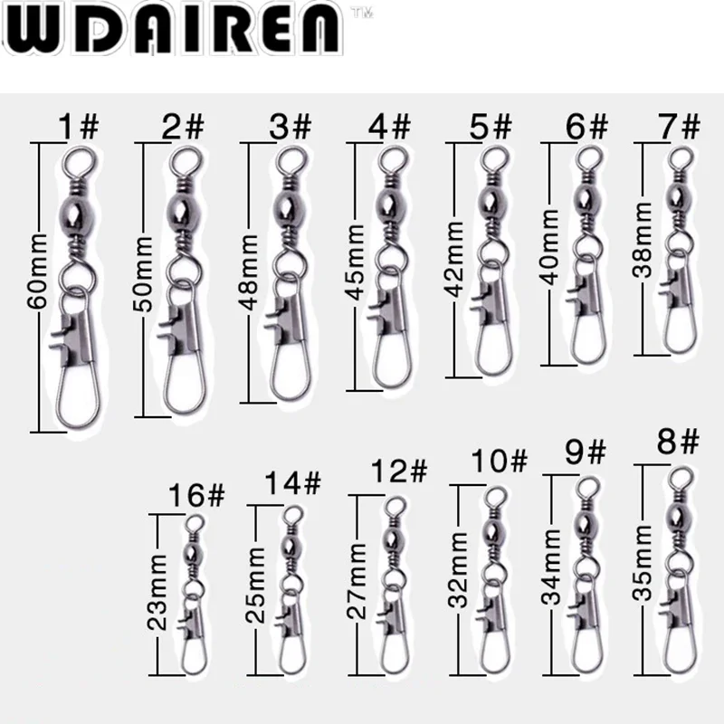50 Uds. De aparejos de señuelo de pesca a presión con entrelazado de acero, rodamiento de bolas, anillos sólidos giratorios, conector de anzuelo de pesca con púas - imagen 2