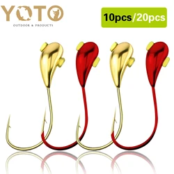 YOTO 10PCS/20PCS Anzuelos de pesca de carpa dorada y roja premium - Jigbait con cabeza de plomo para caza y pesca