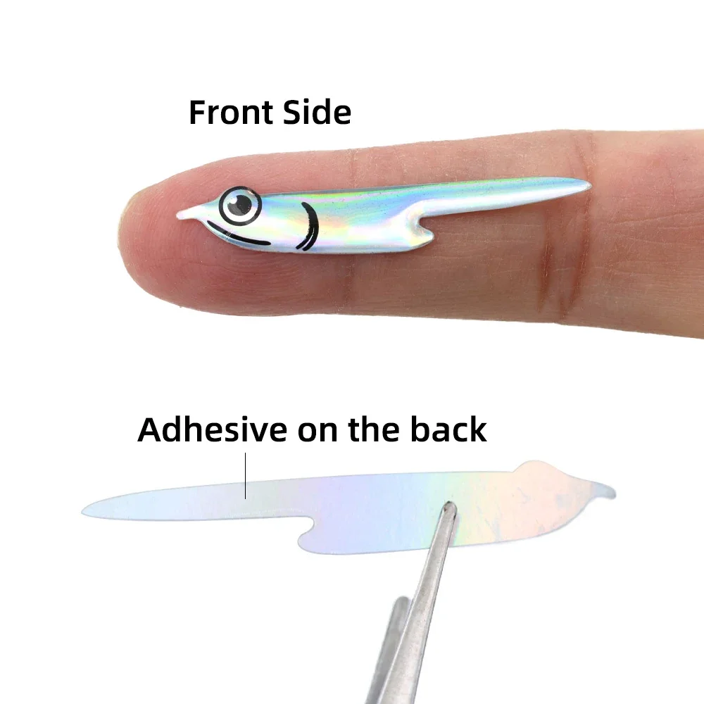Perfiles en forma de pez, máscaras de vinilo, atado de moscas, lámina Fleye, pegatina de cabeza de pez para pesca en agua salada, señuelo de pez cebo, Anguila de arena junto a la plata - imagen 3